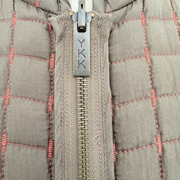 Oleg Cassini Reversible Quilted Silk Jacket Olive Green Burnt Orange Medium - Picture 6 of 16